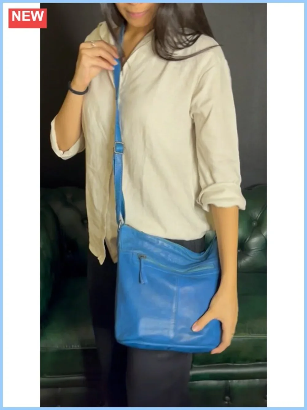 Genuine Leather Crossbody Bag w/ Adjustable Strap Satchel Purse Shoulder Sling